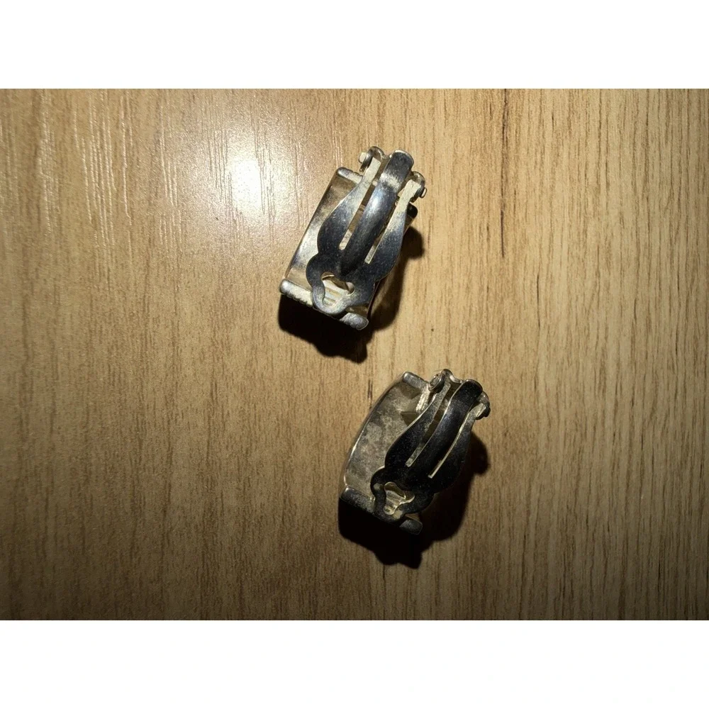 VTG Classic Signed Ralph Lauren Clip Earrings Silver Tone Geometric